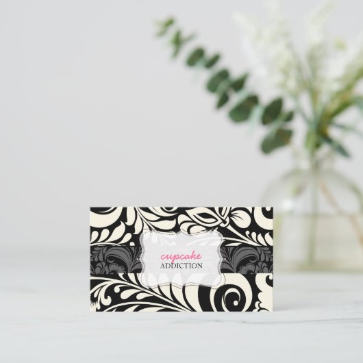 PixDezines Bellisimoダマスク/DIY背景色 名刺 (スタンド正面)