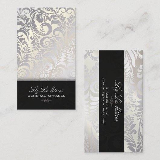 PixDezines Bellissimoヴィンテージダマスク 名刺 (正面/裏面)