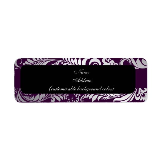 PixDezines Bellissimo Damask フェイク silver/plum ラベル (正面)
