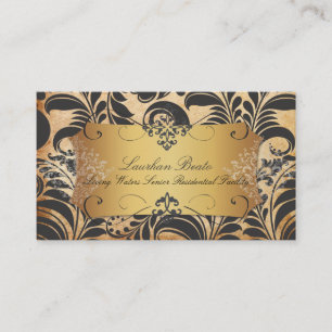 PixDezines Bellissimo damask/フェイクparchment 名刺