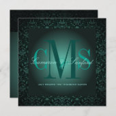 PixDezines Bijux Damask/ティール(緑がかった色)緑 招待状 (正面/裏面)