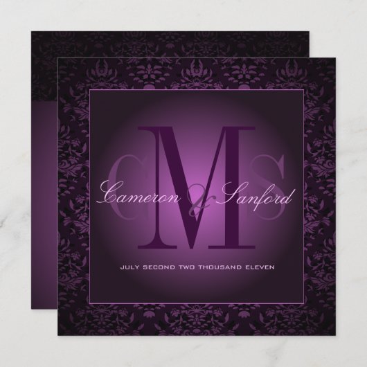 PixDezines BIJUX DAMASK/DARK PURPLE/PLUM 招待状 (正面/裏面)