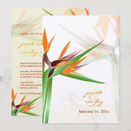 PixDezines BIRD OF PARADISE/DIY背景色 招待状 (正面/裏面)