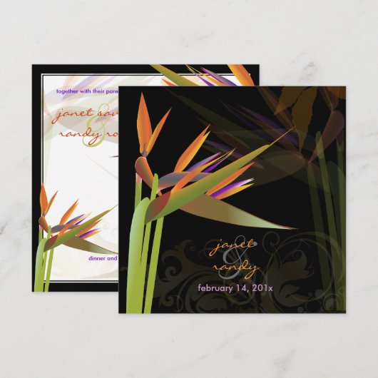 PixDezines BIRD OF PARADISE/DIY背景色 招待状 (正面/裏面)