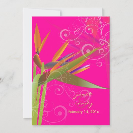 PixDezines Bird of Paradise+swarls/DIYカラー 招待状 (正面)