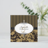 PixDezines Black ストライプ+ DIYカスタム色 招待状 (スタンド正面)