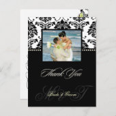 PixDezines Black Damaskウェディングありがとう写真 ポストカード (正面/裏面)