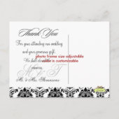 PixDezines Black Damaskウェディングありがとう写真 ポストカード (裏面)