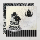 PixDezines BLACK+WHITEのケ結婚ーキブライダルシャワー 招待状 (正面/裏面)