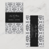 PixDezines Black+White Ariannaヴィンテージダマスク 名刺 (正面/裏面)