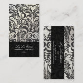 PixDezines Black+White Bellissimoヴィンテージダマスク 名刺 (正面/裏面)