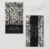PixDezines Black+White Bellissimoヴィンテージダマスク 名刺 (正面/裏面)