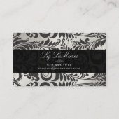 PixDezines Black+White Bellissimoヴィンテージダマスク 名刺 (裏面)
