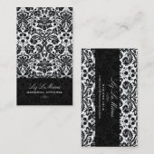 PixDezines Black+White Desireeヴィンテージダマスク 名刺 (正面/裏面)
