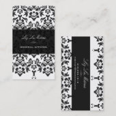PixDezines Black+White Haute Coutouur Damask 名刺 (正面/裏面)
