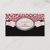 PixDezines Black、White、Pink Leopardスポット 名刺 (裏面)