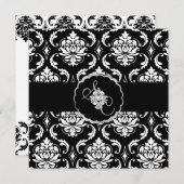 PixDezines Black+White Vendome Damask 招待状 (正面/裏面)