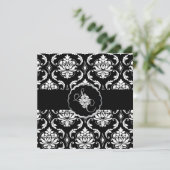 PixDezines Black+White Vendome Damask 招待状 (スタンド正面)