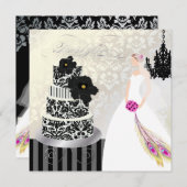 PixDezines Black+White's 結婚 Cake（PixDezines Black+ 招待状 (正面/裏面)