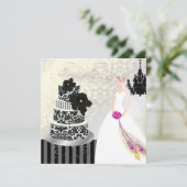 PixDezines Black+White's 結婚 Cake（PixDezines Black+ 招待状 (スタンド正面)