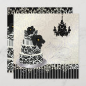PixDezines Black+White's Cake結婚ブライダルシャワー 招待状 (正面/裏面)