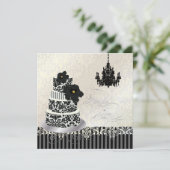 PixDezines Black+White's Cake結婚ブライダルシャワー 招待状 (スタンド正面)