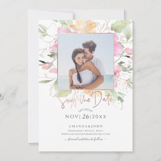 PixDezines Blashing Romance、Save the Date 招待状 (正面)