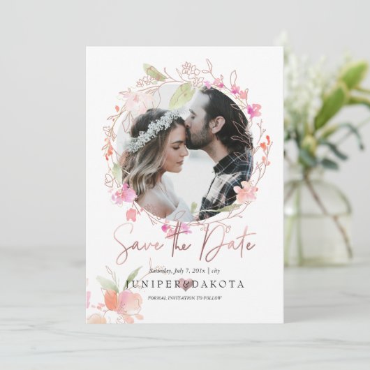 PixDezines Blashing Romance Wavercolor Flower 招待状 (スタンド正面)