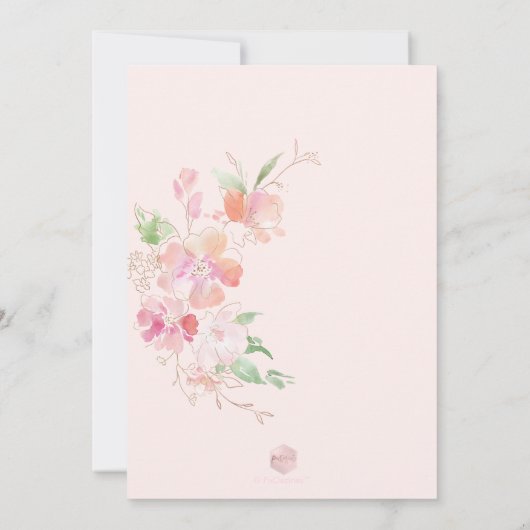 PixDezines Blashing Romance Wavercolor Flower 招待状 (裏面)