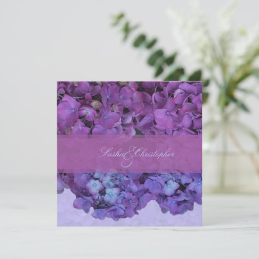 PixDezines Blue Hydrangea 招待状 (スタンド正面)