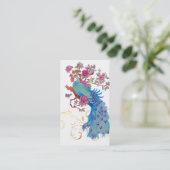 PixDezines Blue Peacock/Peony/diy背景色 名刺 (スタンド正面)