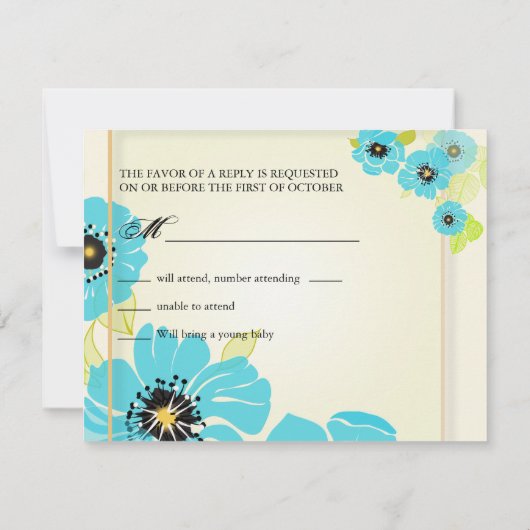 PixDezines Blue Poppies RSVPカード (裏面)