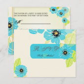 PixDezines Blue Poppies RSVPカード (正面/裏面)