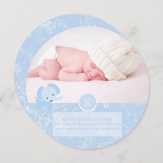 PixDezines blue toile+elephant 案内状 (正面/裏面)