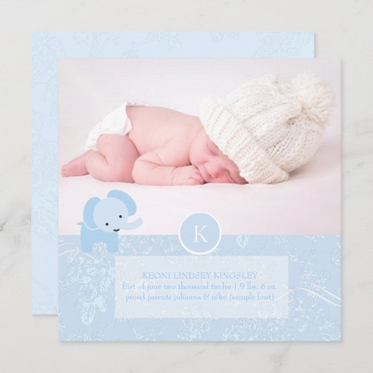 PixDezines blue toile+elephant 案内状 (正面/裏面)