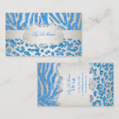 PixDezines blue zebra/leopard/champagne 名刺 (正面/裏面)