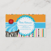 PixDezines blueberry swarlsカップケーキ+ストライプ 名刺 (裏面)