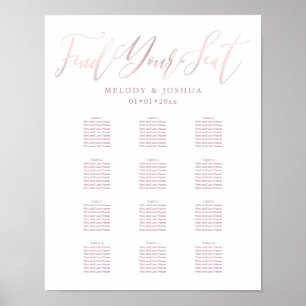 PixDezines Blush Pink Calligraphy 着席表 ポスター