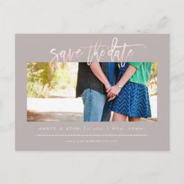 PixDezines BlushFauxバラ金ゴールドモダンブラシスクリプト 案内ポストカード