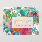 PixDezines Bohoフローラ水彩画救日付 案内ポストカード (正面/裏面)