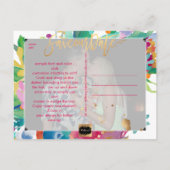 PixDezines Bohoフローラ水彩画救日付 案内ポストカード (裏面)