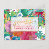 PixDezines Bohoフローラ水彩画救日付 案内ポストカード (正面)
