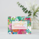 PixDezines Bohoフローラ水彩画救日付 案内ポストカード (スタンド正面)