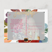 PixDezines Bohoフローラ水彩画救日付 案内ポストカード (裏面)