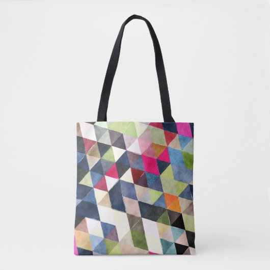 PixDezines Boho幾何学的/三角形パターン トートバッグ (正面)