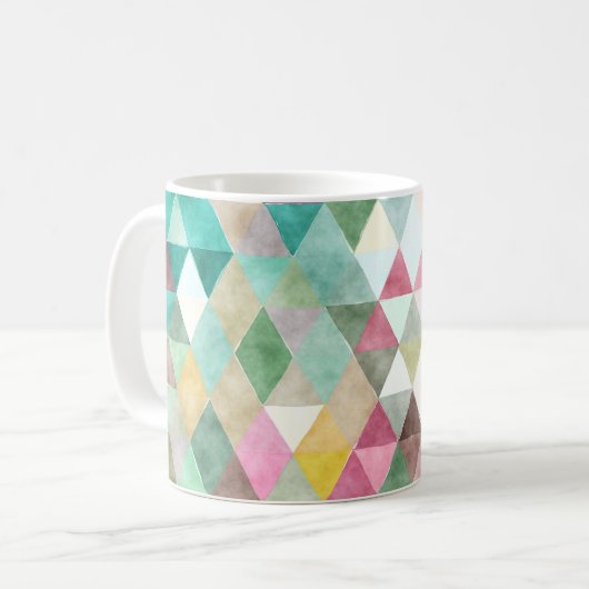 PixDezines Boho幾何学的/調節可能な三角形 コーヒーマグカップ (正面左)