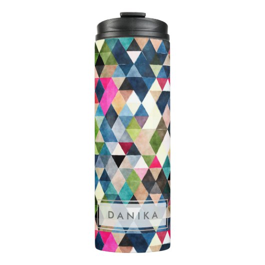 PixDezines Boho水彩幾何学模様/三角形 タンブラー (正面)