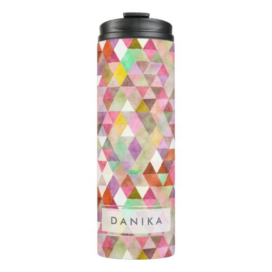 PixDezines Boho水彩幾何学模様/三角形 タンブラー (正面)