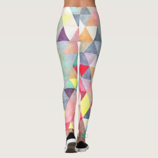 PixDezines Boho水彩幾何学模様/三角形 レギンス (裏面)