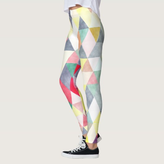 PixDezines Boho水彩幾何学模様/三角形 レギンス (左)